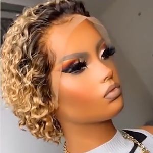 COPY - Honey blonde pixie cut wig lace front wig front wigs human hair short bo…